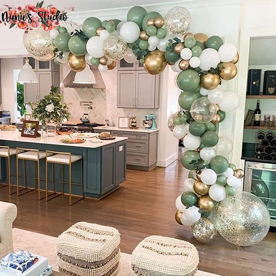 Retro Green and Gold Balloon Garland Kit Ballon Arch Kit Etsy