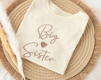 Embroidered Big Sister Tshirt, Toddler Tshirt, Toddler Crewneck, Custom Embroidered Toddler Tshirt, Neutral Toddler Tshirt, Sister Tshirt