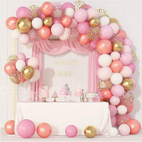 Balloon Garland Kit, Ballon Arch Kit, Pink Blush Rose Gold Arch Kit, Engagement Balloon Arch, Birthday Balloon Arch,  Party Decor, Gold