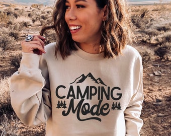 Camping Mode Sweatshirt, Nature Lover Gifts, Camper Dad Sweatshirt, Camper Mom Sweatshirt, Cabin Life Sweatshirt, Camper Sweatshirt