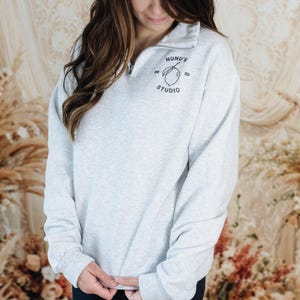 Custom Embroidered Logo Quarter Zip Sweatshirt, Personalized Business Top image 7