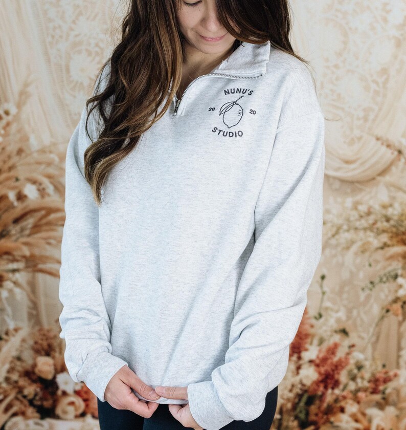 Custom Embroidered Logo Quarter Zip Sweatshirt, Personalized Business Top image 7