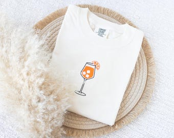 Embroidered Aperol Spritz T-shirt: Comfort Colors Summer Tee