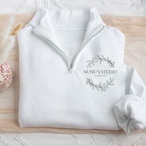 PRINTED Custom Business Logo Quarter Zip Sweatshirt, Custom Quarter Zip Sweatshirt, Personalized Quarter Zip, Custom Zip Up Sweatshirt