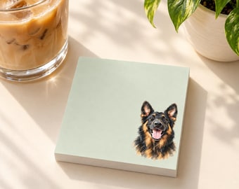 Custom Watercolor Dog Sticky Note, Custom Dog Stationery, Sage Green Pet Photo Notepad