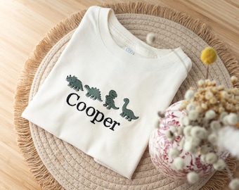Custom Embroidered Dinosaur Tshirt for Kids, Dino Onesies®, Custom Newborn Gift, Personalized Baby Outfit, Dino Tee