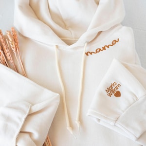 Custom Embroidered Mom Hoodie: Personalized Collar & Sleeve