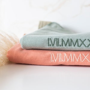 Roman Numeral Embroidered T shirt, Personalized Gifts for Couples, Embroidered Roman numeral Tee, Anniversary Gifts Couples, ROP97C X