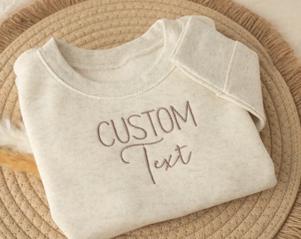 Custom Embroidered Kids Sweatshirt, Custom Toddler Collar Sweatshirt, Fleece Toddler Crewneck, Custom Toddler Sweatshirt, Natural Sweatshirt