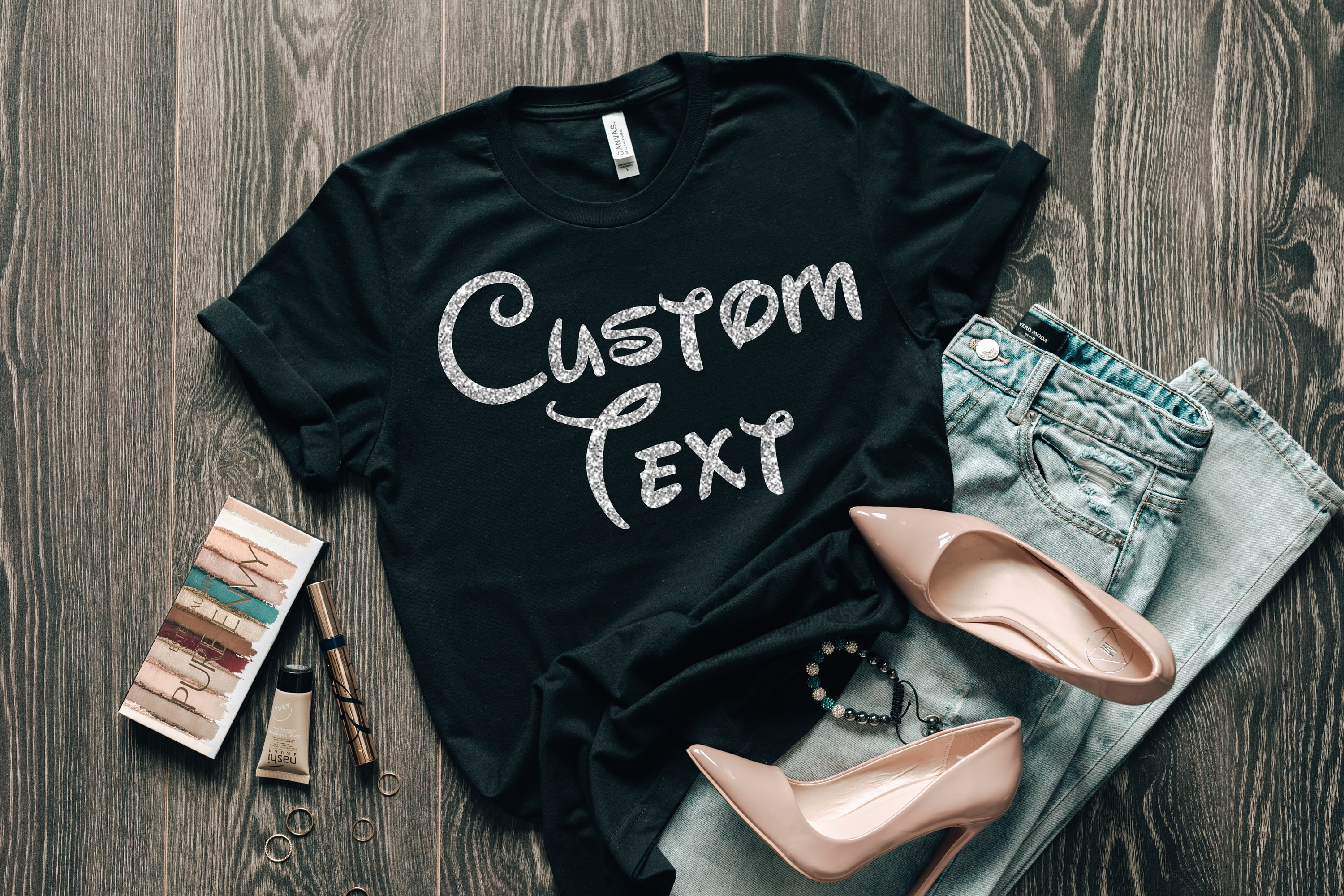 Custom Shirt, Custom Text Shirt, Personalized Shirt, Personalized T-shirt, Rose Gold Custom Shirt, Personalized Gift Mom, Glitter Font -CC7-