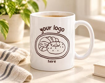 Custom Logo Mug, Your Business Logo Coffee Cup, Personalized Company Mug, Small Business Gift, White Ceramic 11oz