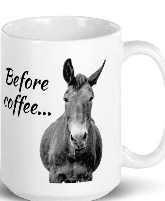 White Glossy Mug With Our Adorable Laughing Mule Design. - Etsy