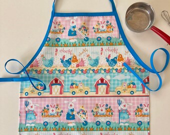 Kids Easter Apron: Bunnies & Farm Friends Print (3-6 Years)
