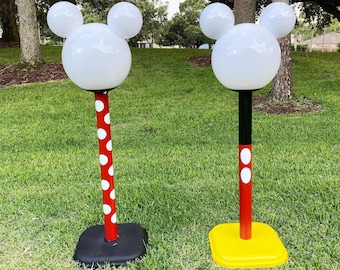 Short Post Mickey Lamp with Multi-Color LED Lights, Short Pole & Base - Only FREE Local Hand Delivery To WDW Resorts/Central Flrda Locations