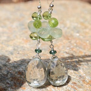 prasiolite peridot prehnite gemstone earrings fine handmade jewelry unique gift for her minimalist designer