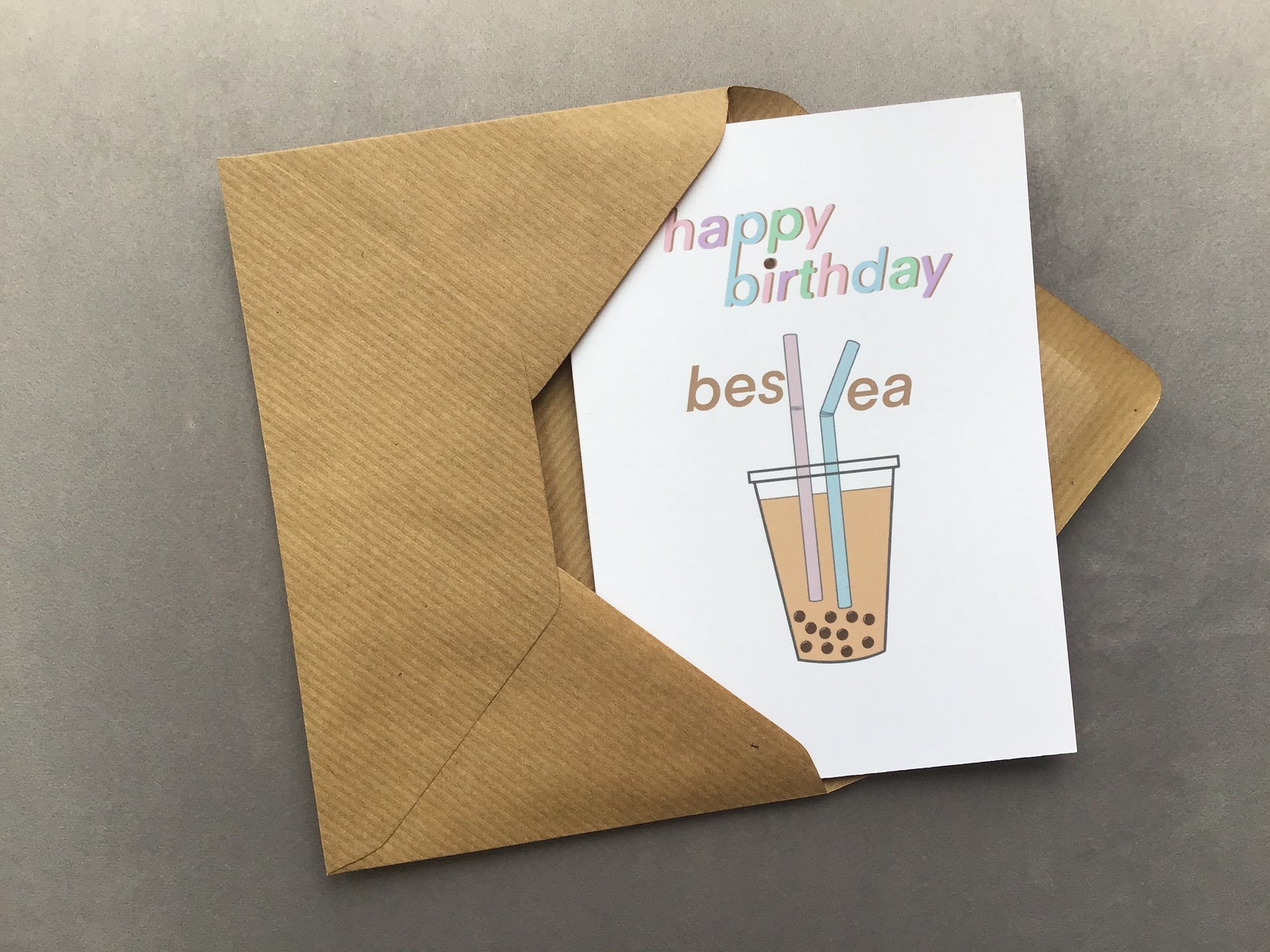 Happy Birthday Besttea bubble tea card Etsy