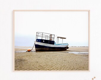Coastal Fishing Boat Print, Africa Beach Photo, Nautical Wall Art (Digital Download)