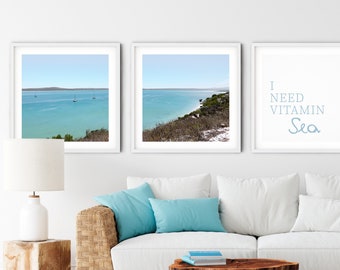 Beach House Print Set of 3, Coastal Wall Art (Digital Download)