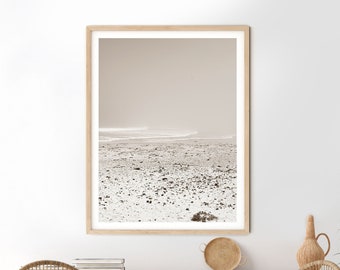 Foggy Beach-fotografieprint, kunst aan de muur mistige kust (digitale download)