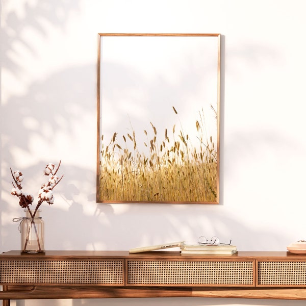 Wheat field digital print for entryway. Nature art set of 2. Neutral grass photo print. Boho landscape poster. Printable wall art