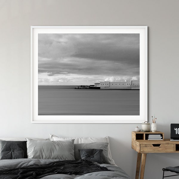 Swedish coastal wall art, Scandinavian photo, Nordic wall art print,  Japandi decor, Sweden black & white