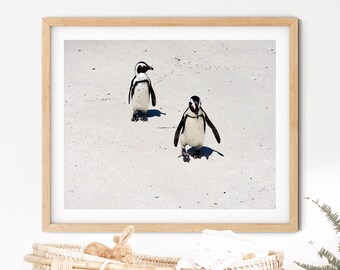 Muurkunst pinguïn kinderkamer, print met wilde dieren (digitale download)