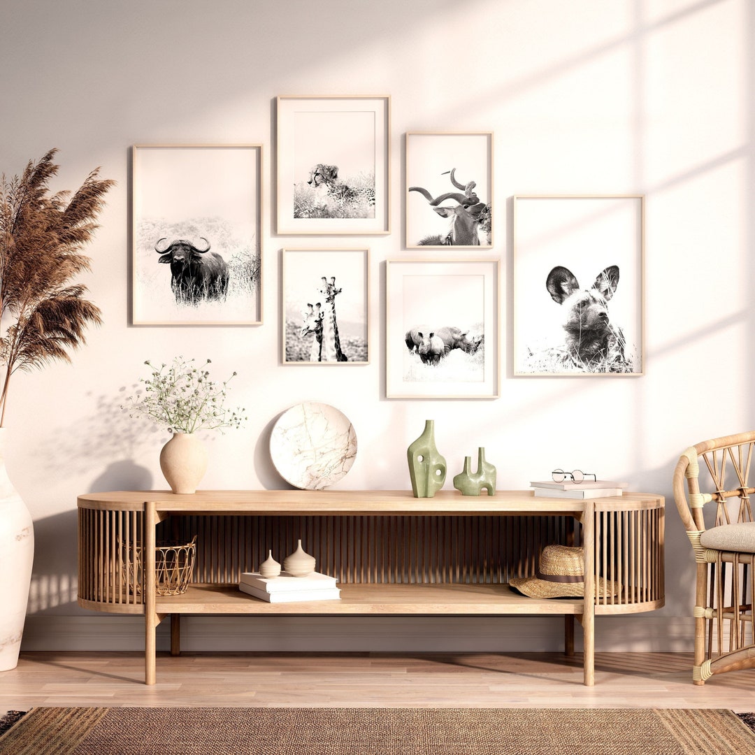 Safari Animal Print Set, Black and White Gallery Wall (digital Download ...
