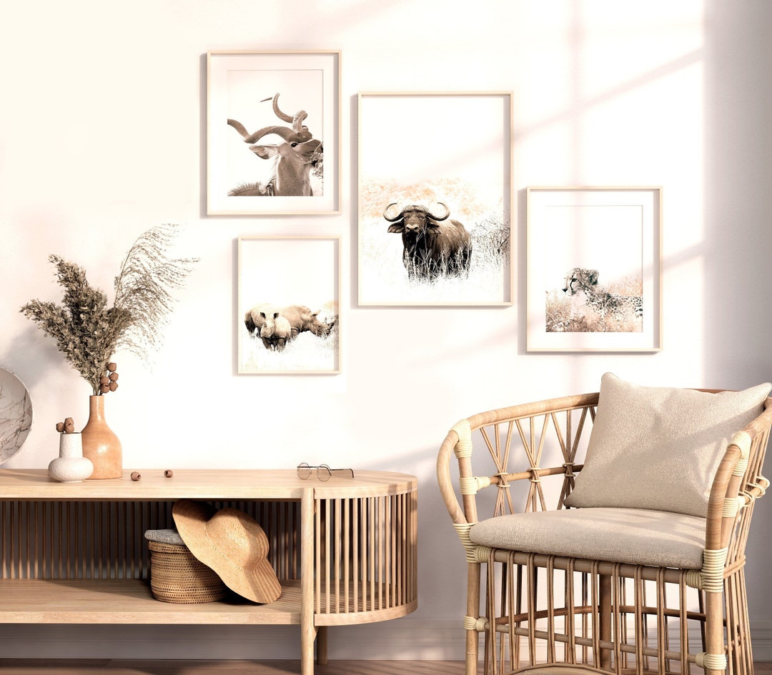 Safari Animal Prints Set of 4, Neutral Gallery Wall Art (digital ...