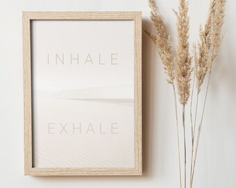 Inhale Exhale Print, Neutral Meditation Art (Digital Download)