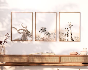 Safari Animal Photography Print Set, African Wildlife Art (Digital Download)
