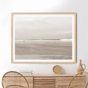 Birds by the sea photography, Sandpipers and seagull in the flow print art, Beach wall art for Scandinavian house, Neutral coastal wall art