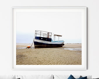 Küstenboot Strand Druck, Nautische Wandkunst (Digitaler Download)