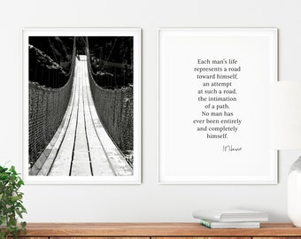 Bridge Photography Print Set, Black and White, Hermann Hesse Quote (Digital Download)