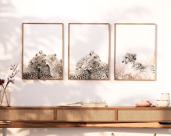Cheetah Photography Gallery Wall Set of 3 (Digital Download)