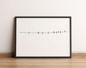 Minimalist Swallow Print, Black and White Bird Photography (Digital Download)