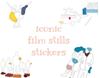 Iconic Film Stickers | Hand-Designed based off Film Stills | Durable & Water Resistant | Glossy Finish Sticker for Water Bottles and Laptops