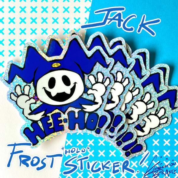 Jack Frost Holo Sticker// Stationary, Art, Glossy Holo Sticker, Illustration, Journal Decoration, Decor, Sparkle, Video Game, Winter