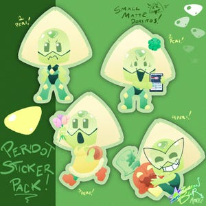 Steven Universe Peridot Sticker Pack // Stationary, Art, Matte, Illustration, Journal Decoration, Decor, Waterproof, Cartoon, Green, Pack