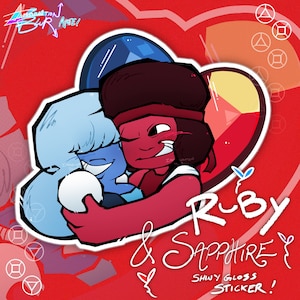 Steven Universe Ruby and Sapphire Glossy Sticker//Stationary, Art, Shiny, Gloss Illustration, Journal Decoration, Decor, Waterproof, Cartoon