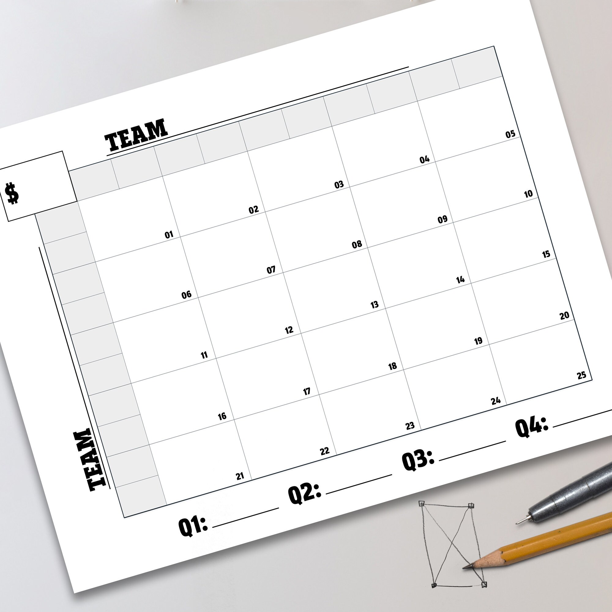 Printable 25 Squares Football Grid With Numbers Instant - Etsy