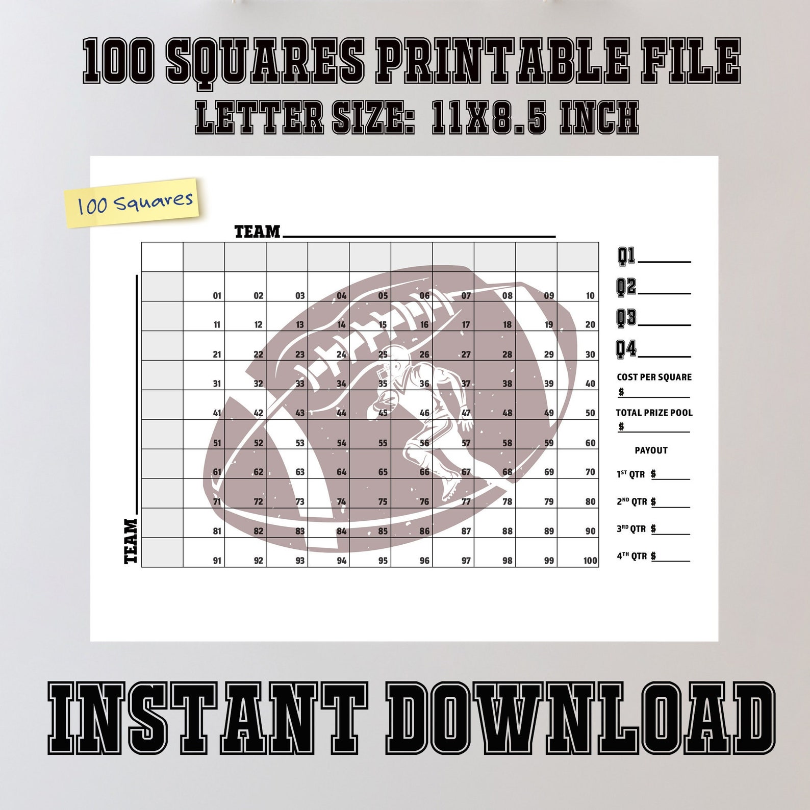 printable-100-squares-football-grid-numbers-instant-download-etsy