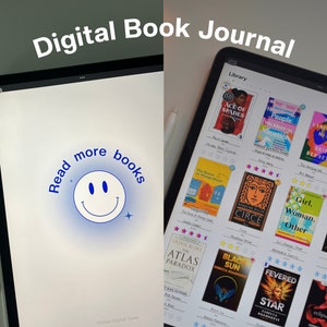 Digitales Buch Journal | iPad Journal für GoodNotes und Notability, Stickers, Digitales Bücherregal, Serien-Tracker, Buchrezensionen, Lesetagebuch