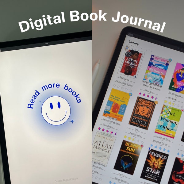 Digital Book Journal | iPad Journal for GoodNotes and Notability, Stickers, Digital Bookshelf, Series Tracker, Book Reviews, Reading Log