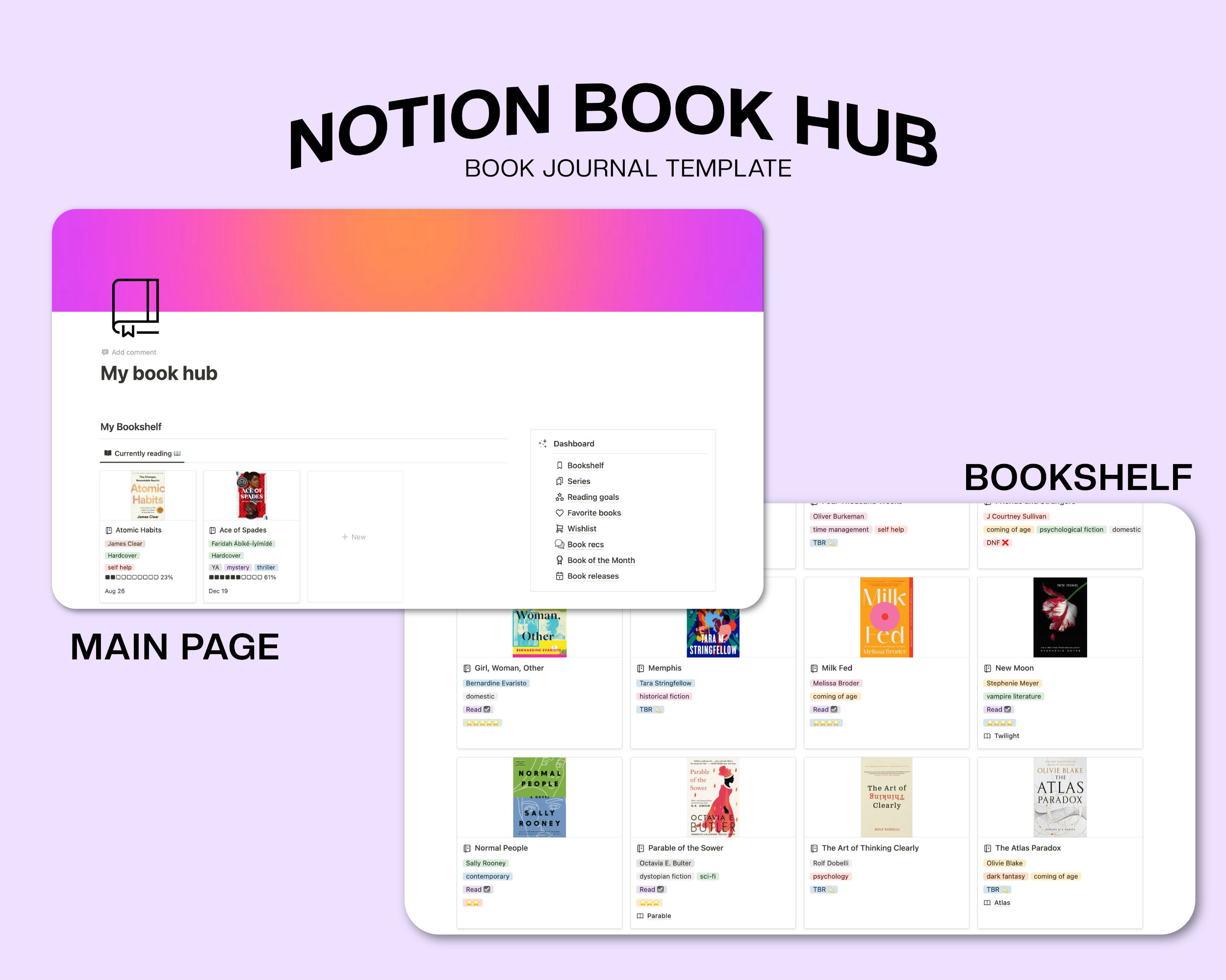 Notion Book Hub | Notion Template, Book Reviews, Reading Log, Series ...