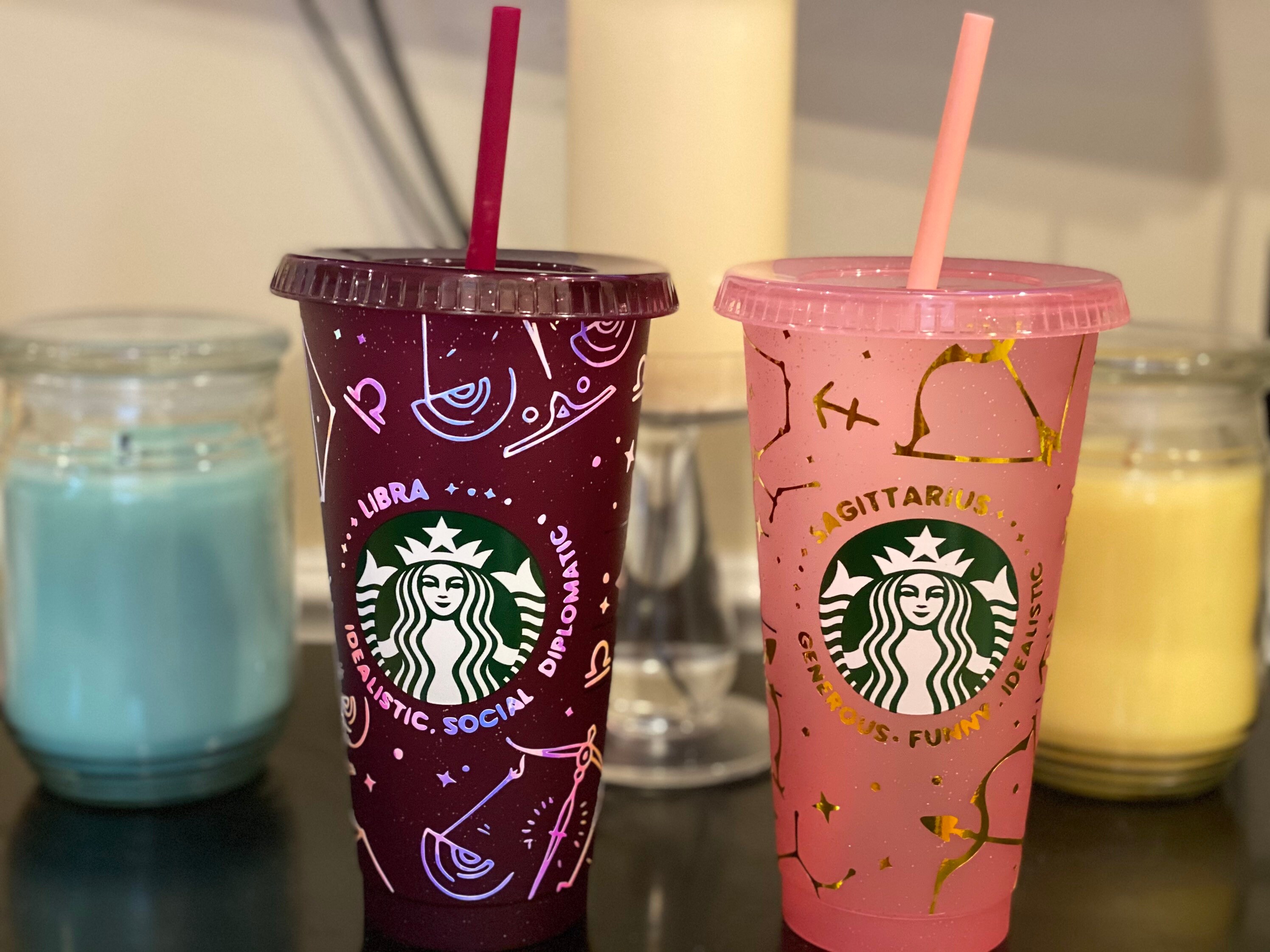 Zodiac sign Starbucks cup /Starbucks cup/ astrology Starbucks Etsy