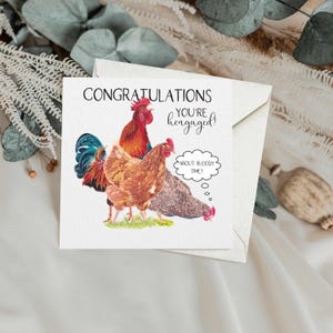Carte de voeux drôles de poules engagées, carte de fiançailles, carte de voeux de luxe | Carte drôle de poulets, carte de vos fiançailles, vierge à l'intérieur