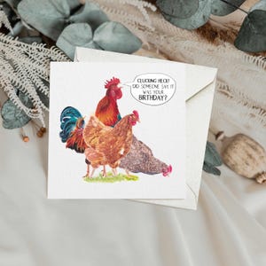 Putain de gloussements ! Carte d'anniversaire drôle de poulets, carte de voeux de luxe, carte d'anniversaire drôle, poulets drôles, animaux de ferme drôles, blanc à l'intérieur