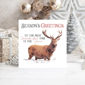 Hirsch Weihnachtsgrußkarte | Hirsch Karte | Weihnachtskarte | Luxus Weihnachtskarte |  Wildtier Karte | Innen leer