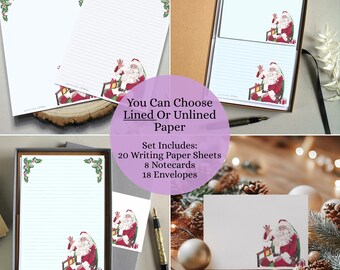 Personalised Christmas Stationery Set: Father Christmas Letter Writing Paper & Notecards
