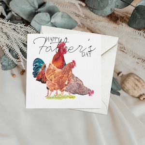 de voeux pour les poulets de la fête des pères | Carte de voeux de luxe | Fête des pères | carte de voeux de poulets | Animaux de la ferme | Blanc à l'intérieur